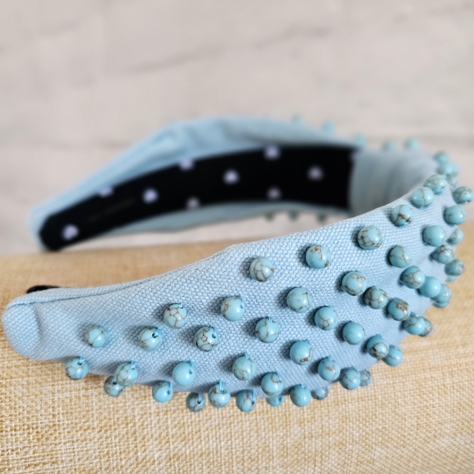 Lele Sadoughi Turquoise Stone Cotton Canvas Headband